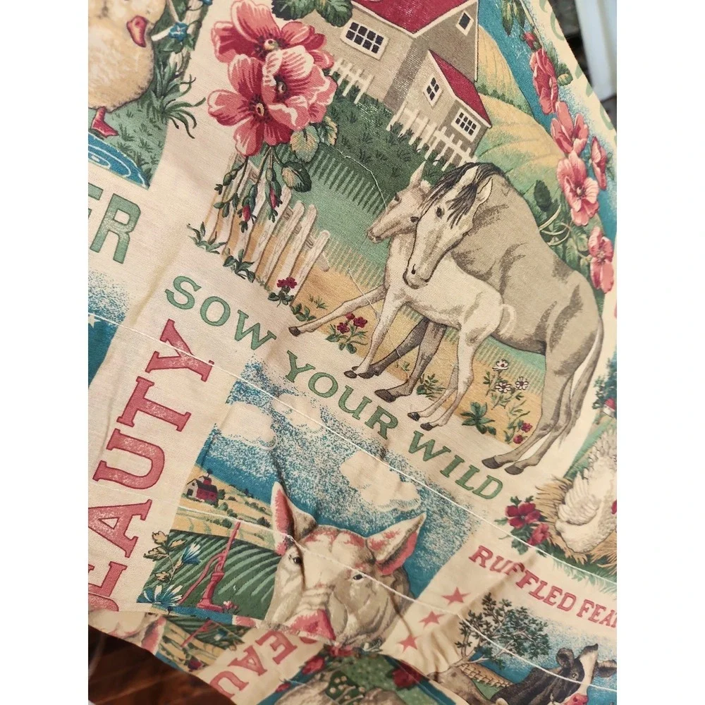 Vtg Fabric Valance Country Farm Cow Pig Cottagecore Joann Kessler 69